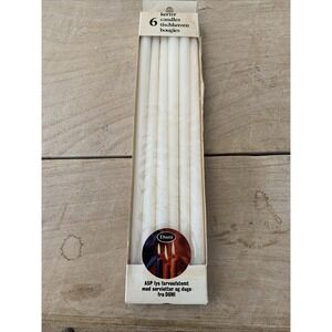 Vintage Duni Taper Candles Wax  Narrow Skinny Pencil Slim MCM Set Of 6 NOS Cream